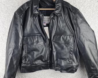Vintage Taylor's Leatherwear Police Bomber Jacket Black Size 48 S Made USA NWT