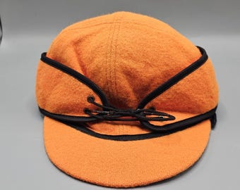 Vintage 80s Crown Cap Railroad Hat Dry Ice 7-1/4 3/8 Laced Fold-Down Ear Flaps