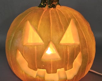 Vintage Light Up Jack O Lantern Pumpkin Plastic Blow Mold 90s Halloween 8.5"