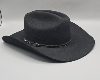 Justin Cowboy Hat Mens 7 1/2 Black XX 100% Wool Felt Western Authentic USA Made