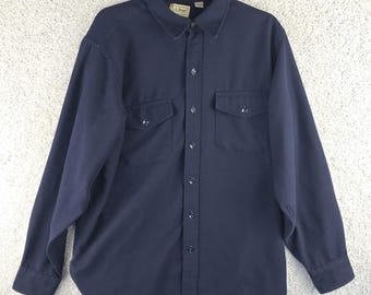 Vintage LL Bean Shirt Großes Marine-Minimalist-Button-Kleid der 90er Jahre