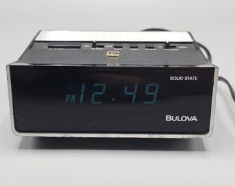 Vintage Bulova Solid State Wood Grain Digital Alarm Clock #B5020 Tested Working