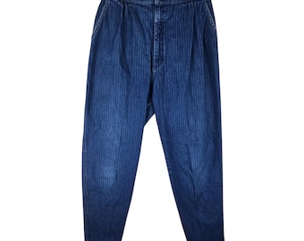 VTG Lee Riders Chalk Pin Stripe Jeans Womens 16 Denim Pants Union Made USA 30x30