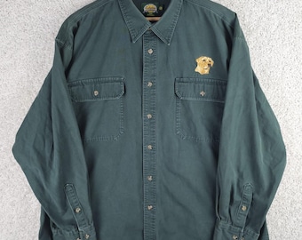 Koszula Vintage Cabela's Heavyweight z długim rękawem, rozmiar 2XL, haftowana, z psem labrador retriever
