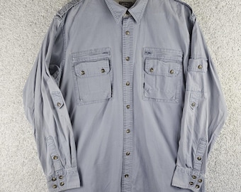 Vintage Cabela's Safari Series Shirt Men's L Tall Button Up Outdoor Blue/Gray