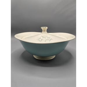 VTG Taylor Smith Taylor Blue Twig Mid Century Atomic Vegetable Bowl Dish W/ Lid