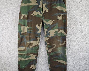 Vintage Propper Green Woodland Camo Cargo Double Knee Combat Trousers Sz 38x30