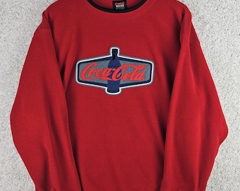 Vintage Coca Cola Ware Red Fleece Sweatshirt Men's Large Coke Bottle Retro