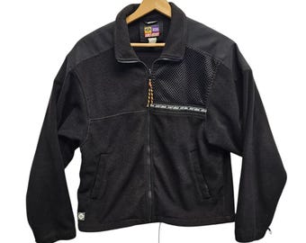 Vintage 90's Ski-Doo Bombardier Snow Gear Full Zip Fleece Black Vented Medium