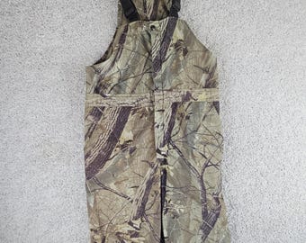 Vintage Pella Realtree Hardwood 20-20 Overalls Bibs Camo Size Medium Made In USA