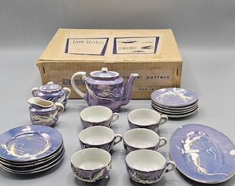Vintage Little Hostess 20-Piece Toy Tea Set Made in Japan Dainty Pastel Dragon