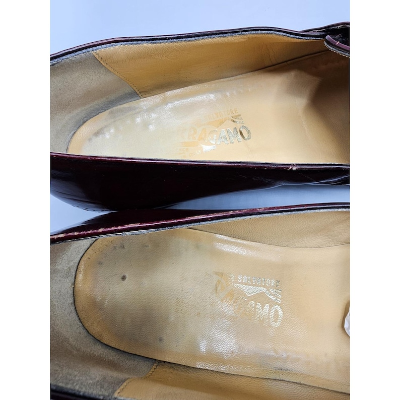 Vintage Salvatore Ferragamo Brogue Slip On Burgundowe Mokasyny Męskie 11.5 D Włochy zdjęcie 15