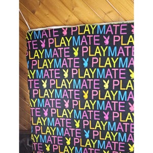 Vintage Playboy Playmate Bunny Blanket Throw 60X48 Black, Yellow, Pink, Blue Y2K image 2