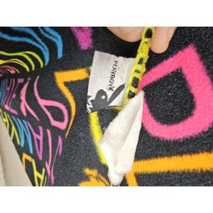 Vintage Playboy Playmate Bunny Blanket Throw 60X48 Black, Yellow, Pink, Blue Y2K image 4