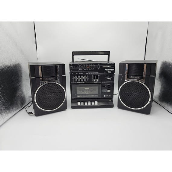 Vtg Hitachi TRK-9005H Boombox Ghetto Blaster Radio Detachable
