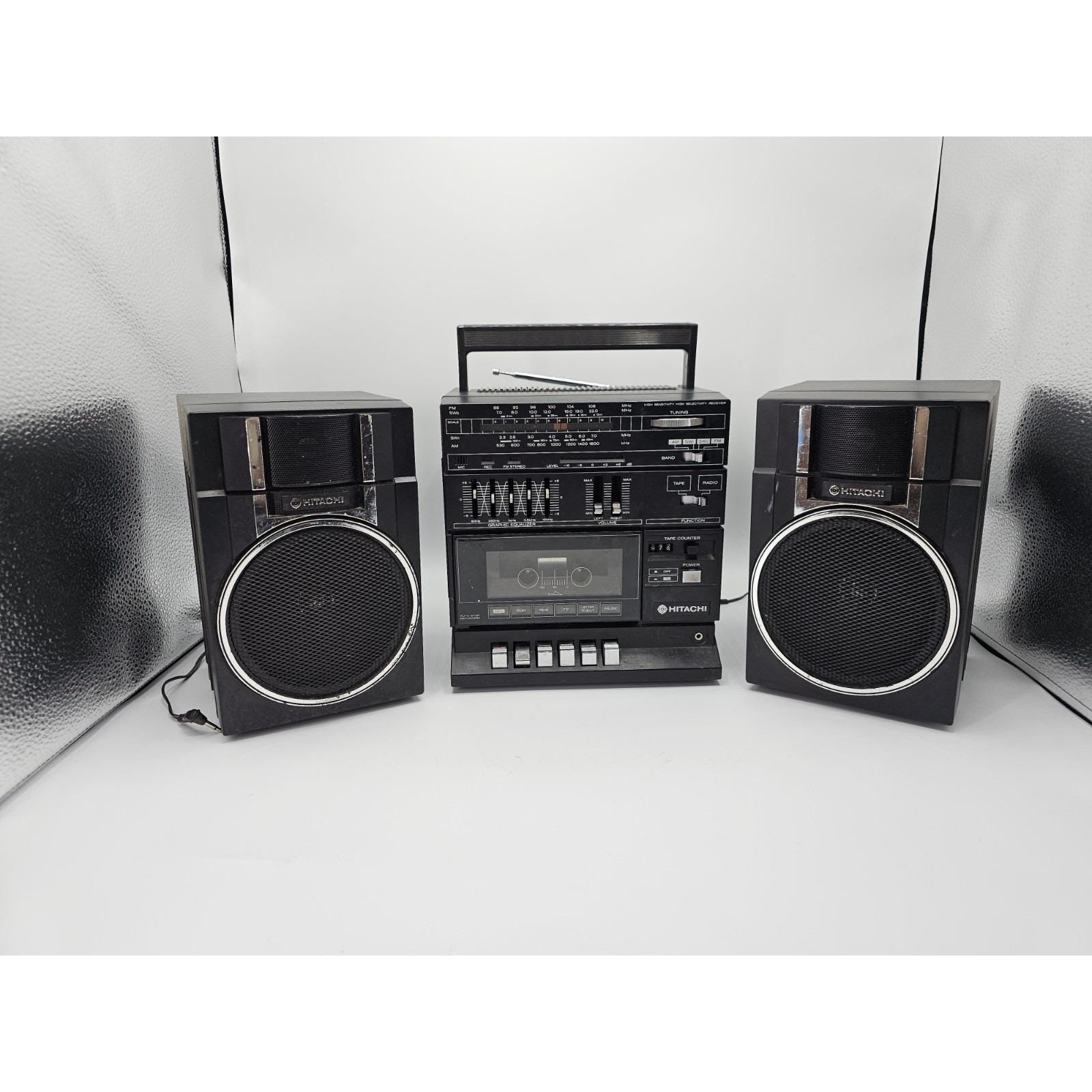 Vtg Hitachi TRK-9005H Boombox Ghetto Blaster Radio Detachable