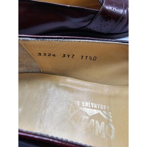 Vintage Salvatore Ferragamo Brogue Slip On Burgundowe Mokasyny Męskie 11.5 D Włochy zdjęcie 3