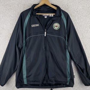 Vintage CCM Minnesota Wild Full Zip Mesh Lined Windbreaker Men's XL Embroidered