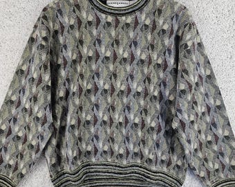 Vintage Jhane Barnes Wool Blend Sweater Mens Large Pullover Geometric 90s Baggy