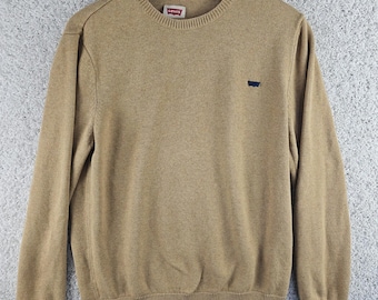 Vintage Levis Knit Tan Logo Sweater Mens  XL Grandpacore Crewneck