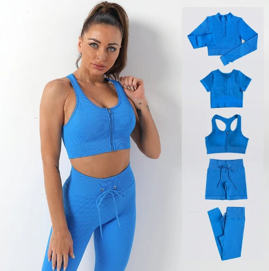 Compressed Gym Set Women Sport Bra Leggings Outfit Seamless Fitness Suit  Push Up Workout Clothes for Women Sportswear Beige XS - AliExpress