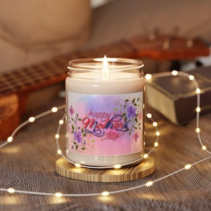 Happy Mother&#39;s Day Scented Soy Candle, Floral Aromatherapy Candle, Gift for Mom, Relaxation Candle, Home Décor Candle