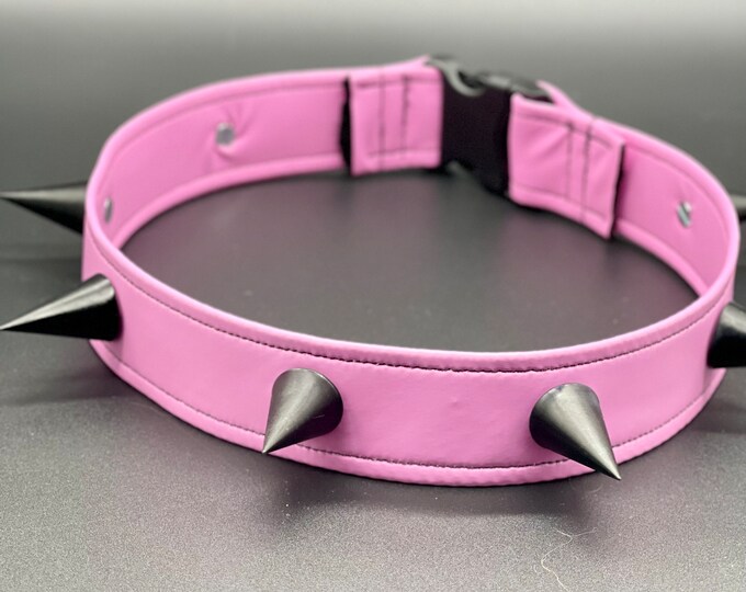 Fursuit Spike Collar Punk Spiked Collar for Cosplay Black/baby Pink