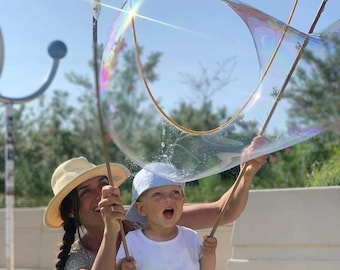 Handmade 80cm Wooden Giant Bubble Wand – 3-in-1 Adjustable Loop