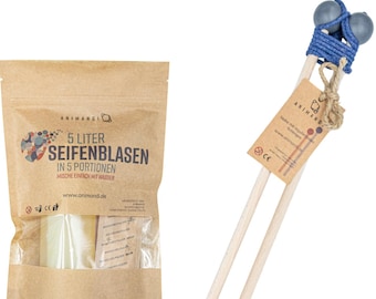 Handmade Wooden Bubble Wand with Bubbles Mixture 5 liter Seifenblasen Hochzeit Set