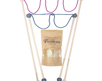 Giant Bubble Wands Set – Handmade Wooden Sticks with 5L Bubble Solution