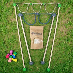 5 L de solution à bulles et baguettes magiques de bulles géantes en bois faites main, jeux d'extérieur pour enfants, garden-party d'enfants