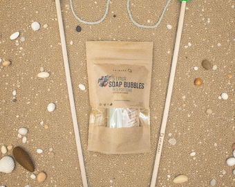 Handmade Wooden Bubble Wand and 5L Soap Bubble Mixture Set