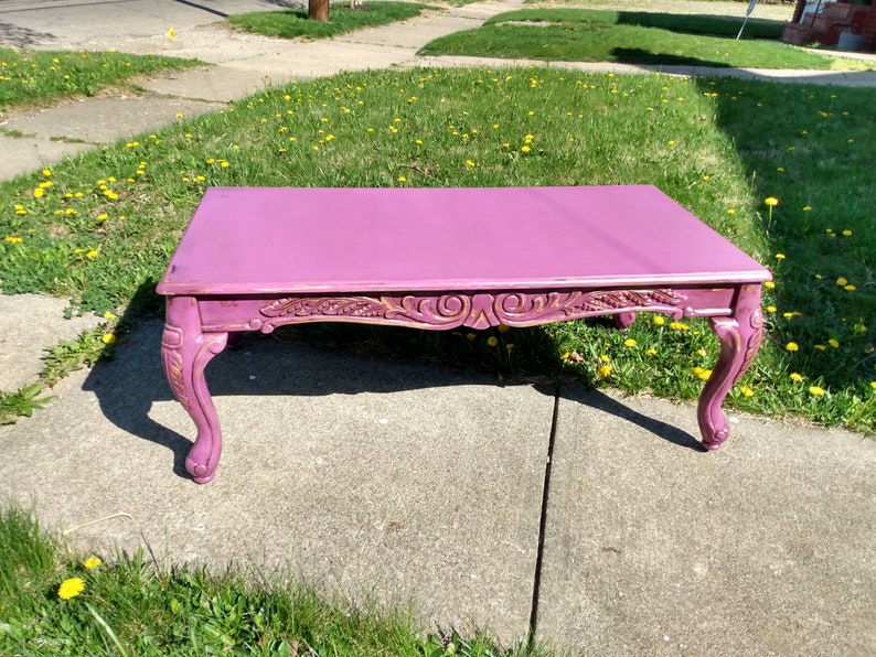 Custom Painted Vintage Boho Coffee Table / End of Bed Bench / Seat