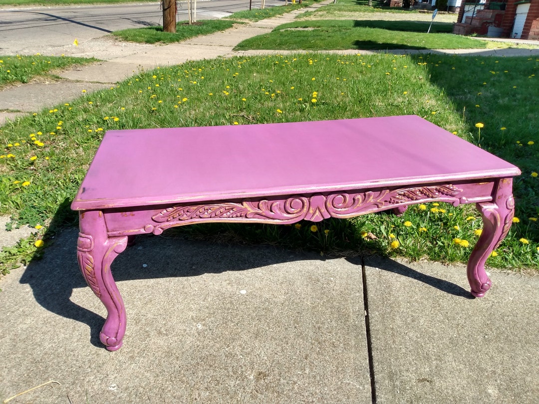 Custom Painted Vintage Boho Coffee Table / End of Bed Bench / Seat