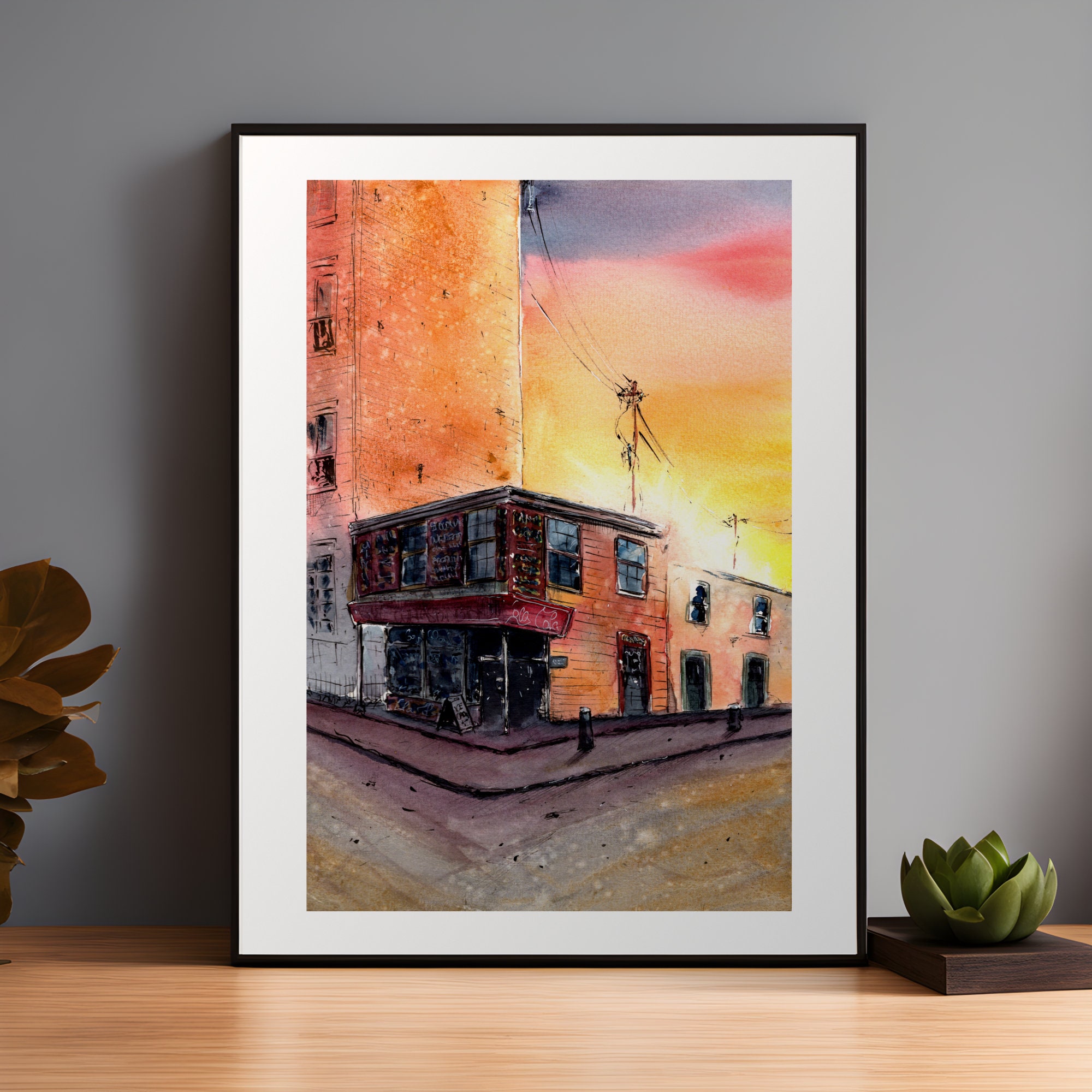 Bruno's Garret (1914), New York, Manhattan, City Painting, Watercolour, Urban Landscape, Print, Building Illustration, Contemporary Art