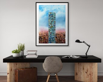 423 Park Avenue, New York, Manhattan, City Painting, Watercolour, Urban Landscape, Modern Wall Art, City Painting, Building Illustration