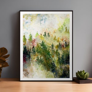Véu de outono impressão aquarela paisagem natureza vida selvagem outono outono floresta abstrata canadá cores arte cabine sazonal presente canadense