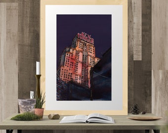 Top of the Blocks - The New Yorker Hotel - Manhattan, NYC, Manhattan, City Painting, Watercolour, Urban Landscape, Modern Wall Print