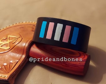 Trans Pride Leather Bracelet