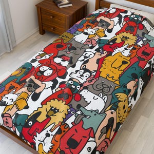 Colorful Dog-Themed Velveteen Plush Blanket, Cozy Pet Lover Gift, Dog Decor, Warm Throw for Home, Dog-Themed Decor