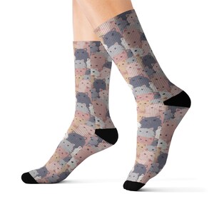 Kleurrijke kattensokken, sokken schattig dierenpatroon, uniek cadeau voor dierenliefhebbers, leuke vrijetijdssokken, dagelijks gebruik