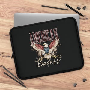Amerikanische Badass Laptop-Hülle, Bunt Tech Fall, Geschenk für uralte Maschinen, Einzigartige Computertasche, Accessoire für den Unabhängigkeitstag