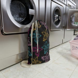 Colorful Butterfly Laundry Bag, Whimsical Storage Solution for Kids, Gift for Organizing, Dorm Room Essentials, Eco-Friendly Bag