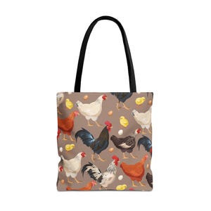 Fourre-tout rustique à imprimé poulet | Style campagnard chic, sac de shopping réutilisable, cadeau parfait pour les amateurs de poulet, sac de marché fermier élégant
