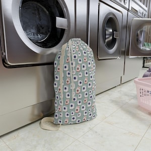 Retro Laundry Bag with Playful Laundry Icons, Perfect for College, Travel, Home Organization, Gift for Her, Cute Storage Solution
