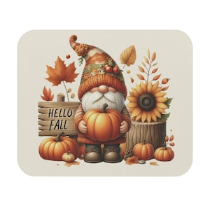 Tapis de souris nain d&#39;automne - Bonjour l&#39;automne, accessoire de bureau, décoration de bureau, cadeau d&#39;automne, décoration saisonnière