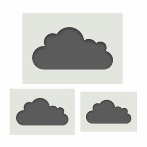 Plantillas de nubes, decoración de habitación con nubes, kit de plantillas de 3 piezas, plantillas reutilizables para arte de pared, decoración del hogar, pintura, arte y manualidades. Grupo 1