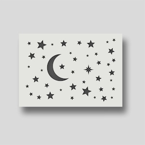 Moon And Star Stencil - Reusable star stencils for wall art, home décor, painting. Various size options available.