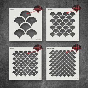 5pcs Mermaid Scale Stencils - Reusable Fish Scale Templates For Face & Wall Art