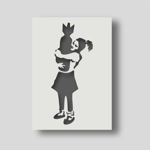 Banksy Bomb Hugger Stencil - Banksy wall art - Banksy home decor. Various size options available A6, A5, A4, A3, A2.